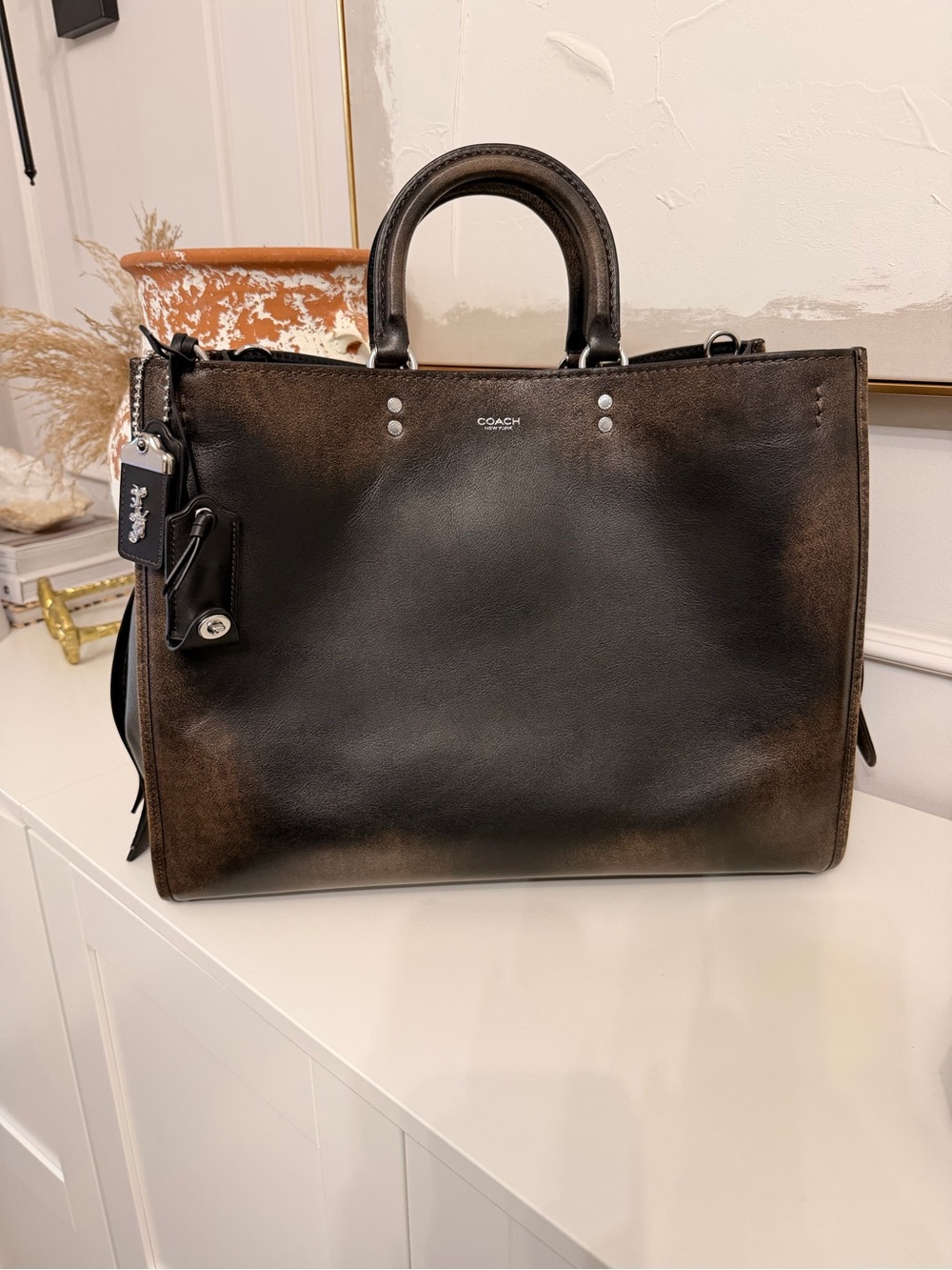 Coach Brown and Black Gradient Leather Tote